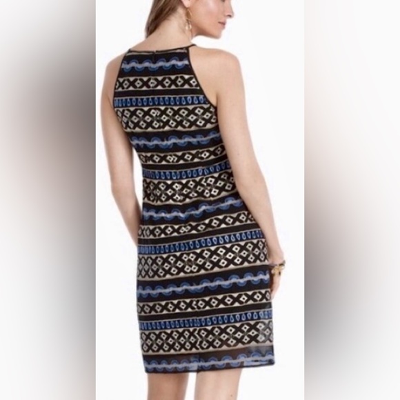 NWT WHBM I Black Strappy Sleeveless Embroidered Mini Shift Dress - Picture 4 of 7